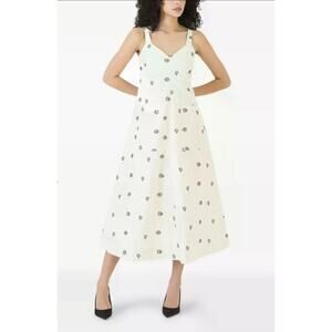 NWT Rosie Assoulin Pocktail Dress Floral Embossed Crepe Midi Garden Party SZ 8